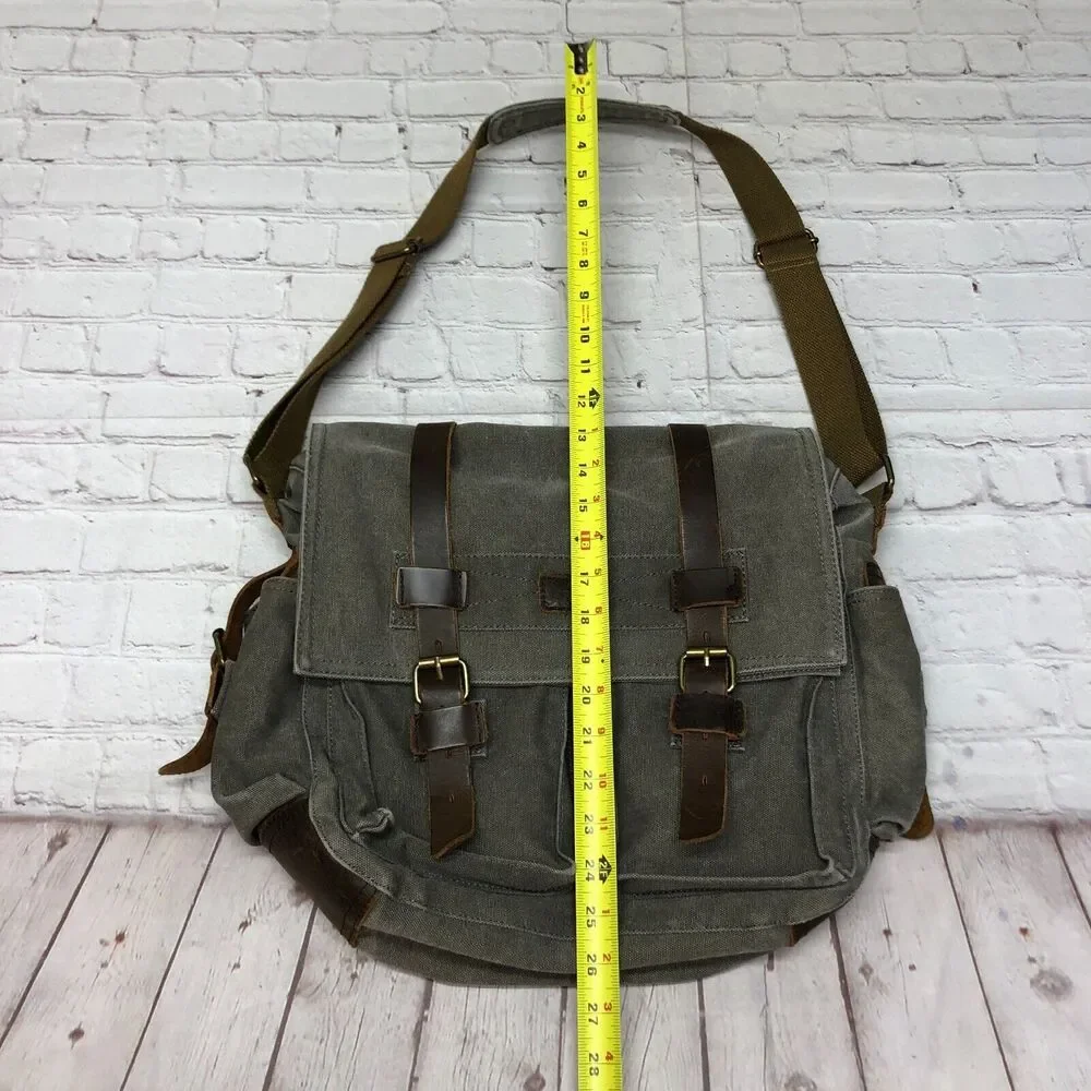 S-ZONE Camera Messenger Bag Leather Canvas DSLR Shoulder Crossbody Bag B294 -26